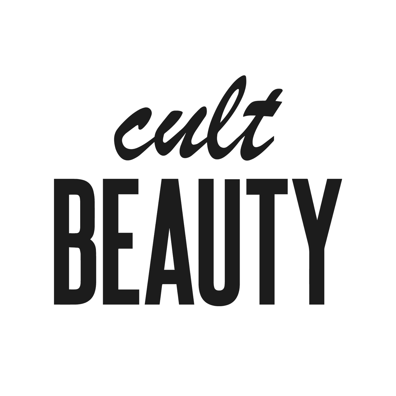 Black background with the words 'cult' in cursive and 'BEAUTY' in bold uppercase letters.