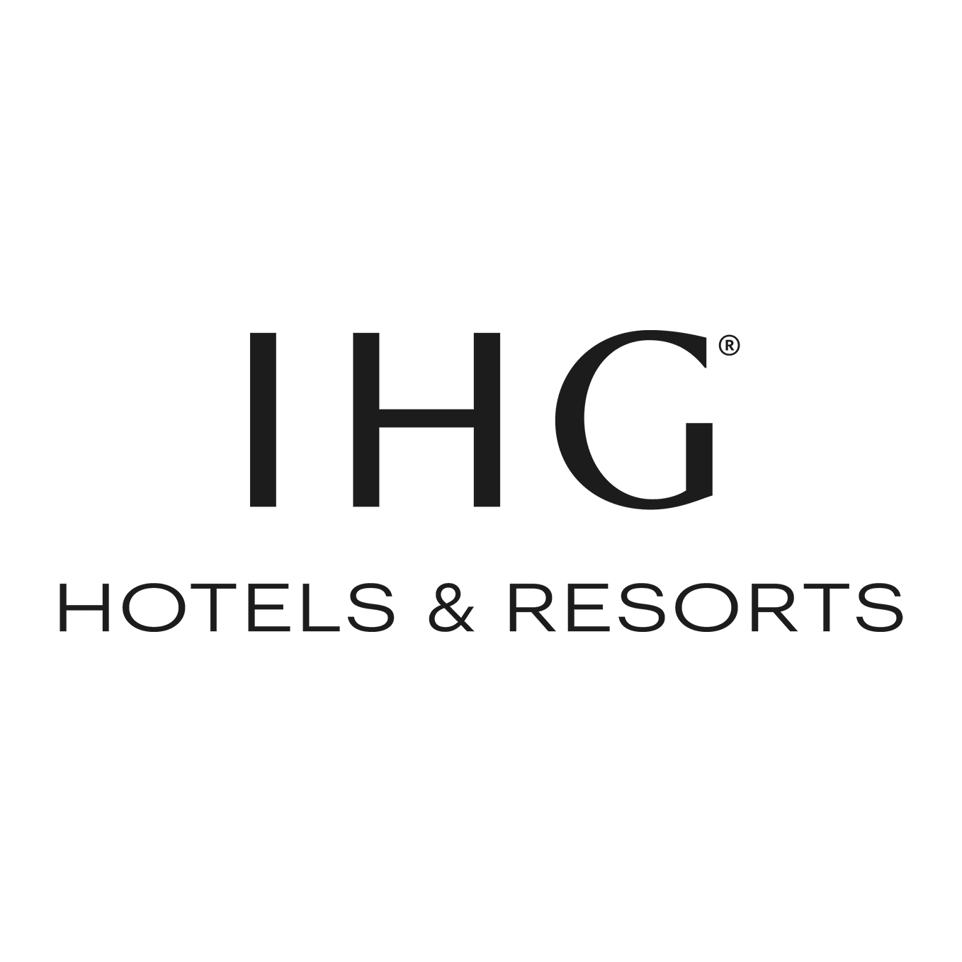 Logo for IHG Hotels & Resorts with black text on a black background.