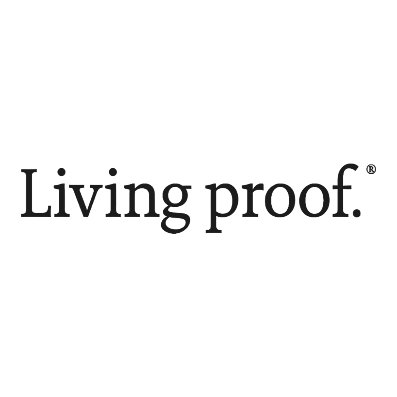 The image features the text 'Living proof' in large black font, centered on a white background.