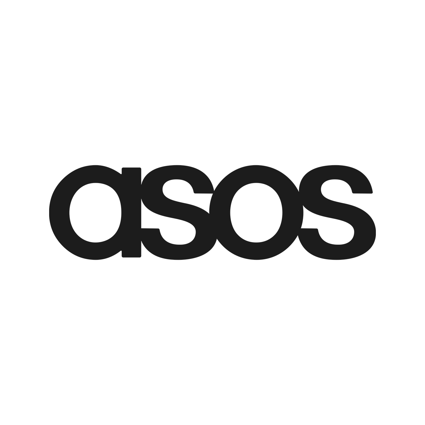 Logo of the retail brand ASOS in black lowercase letters on a white background.