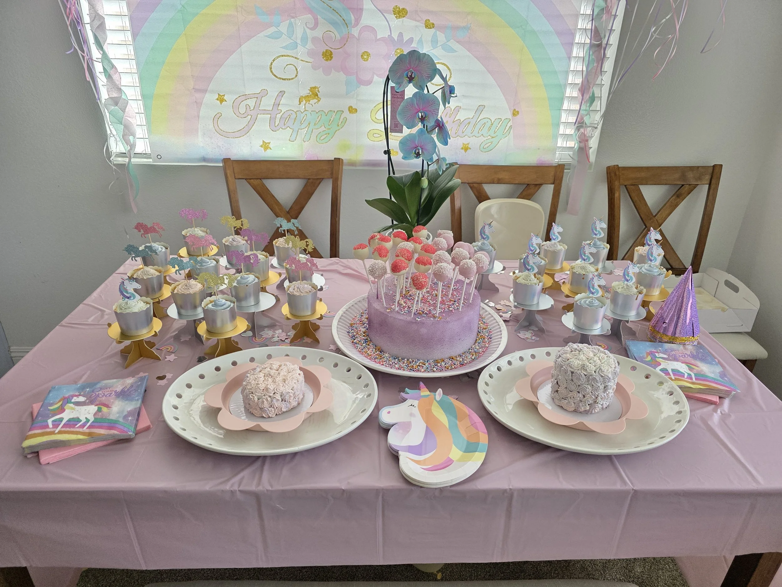 Unicorn Birthday Cake Pops, Cakes, and Cupcakes