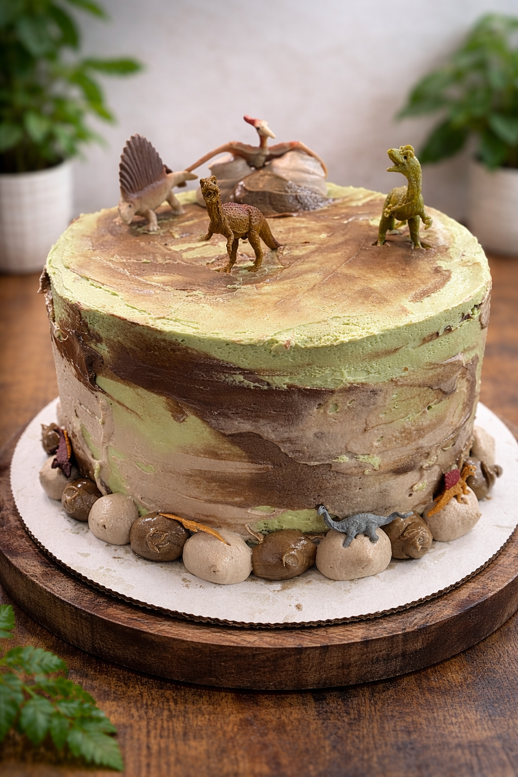 Dino-themed Chocolate Cake with Vanilla and Nutella Buttercream