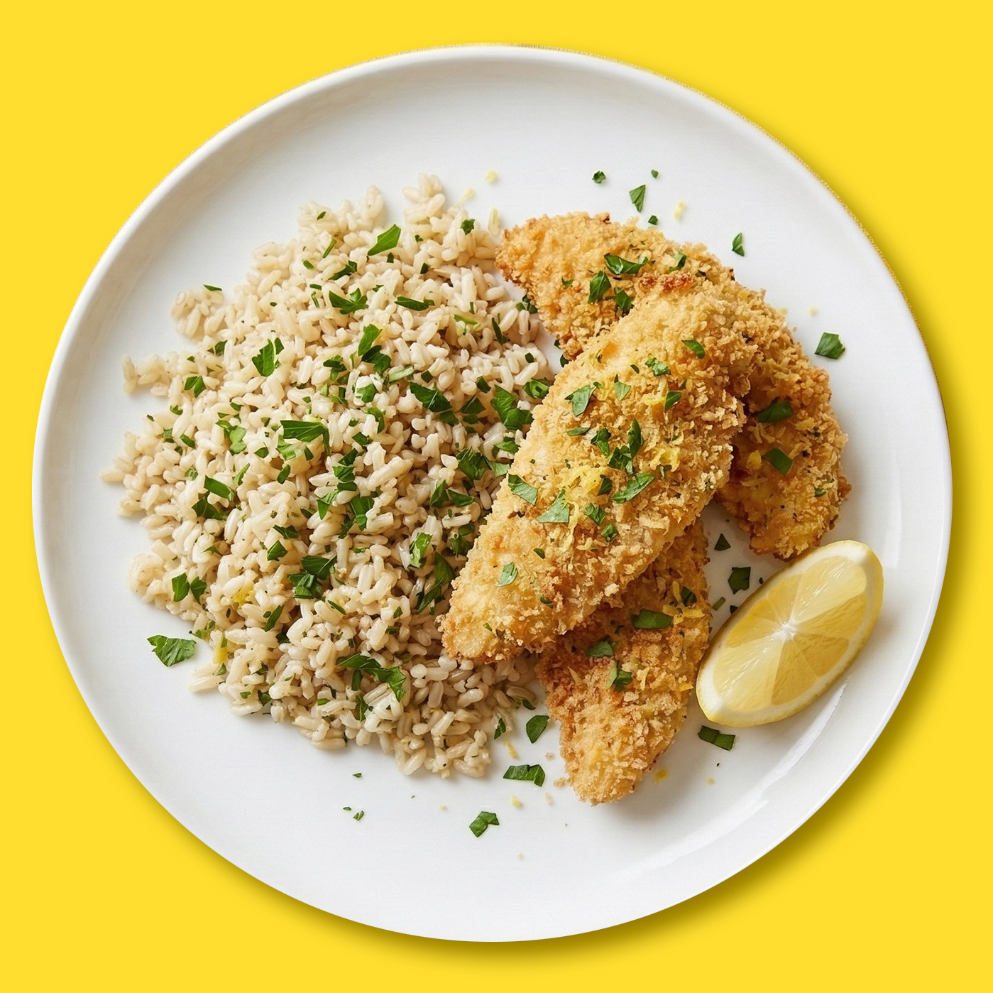 PANKO CRUSTED CHICKEN WITH BROWN RICE