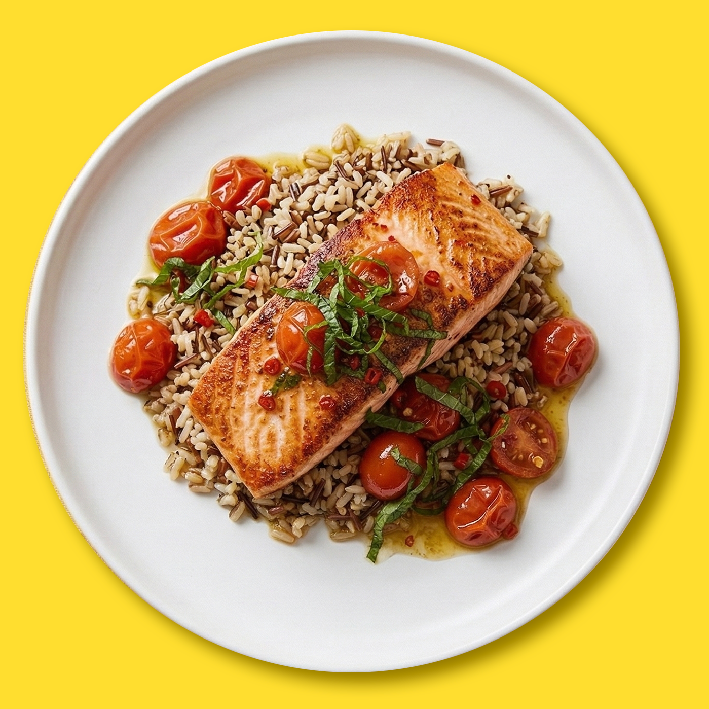 SALMON WITH WILD RICE PILAF