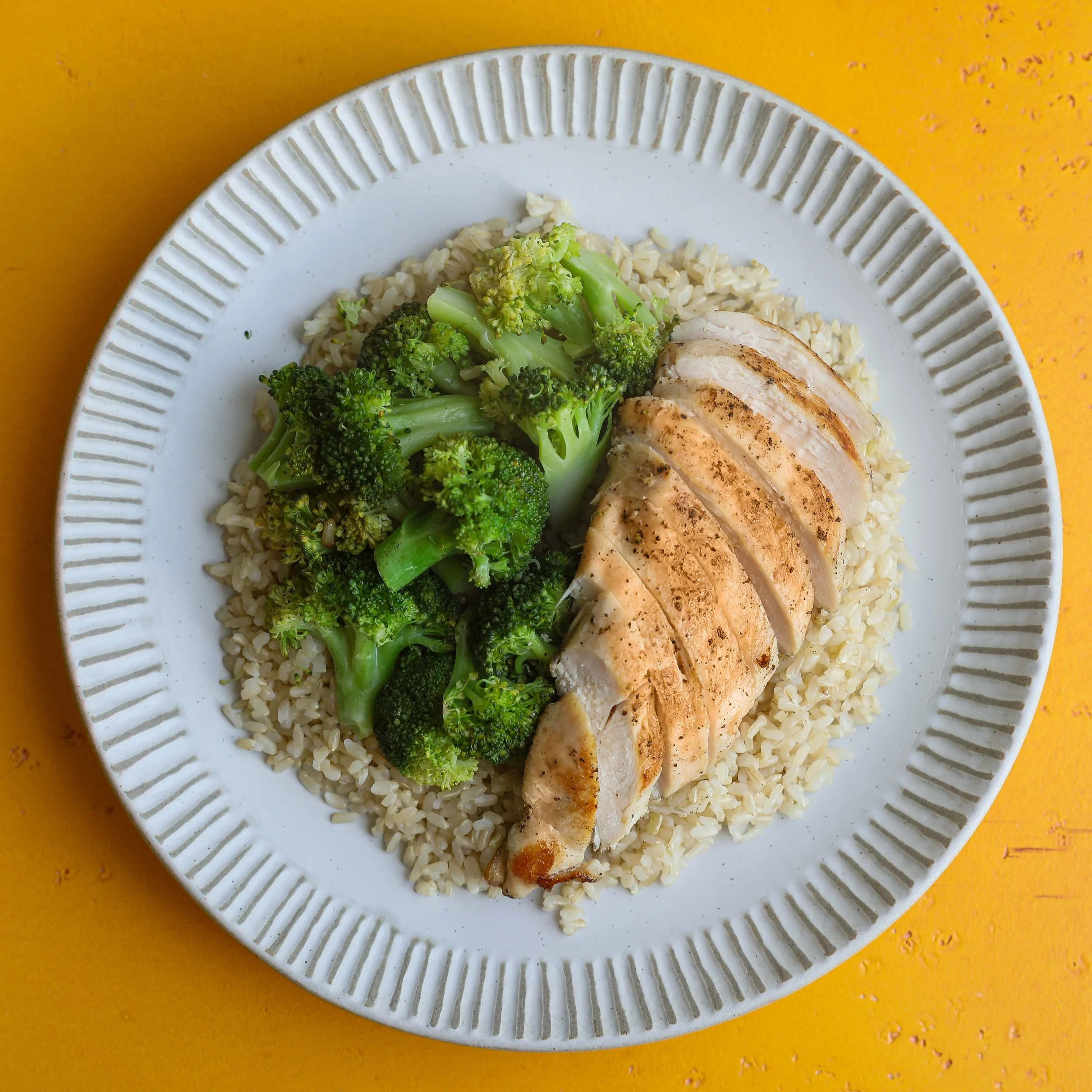 Pan-Seared Chicken with Steamed Broccoli &amp; Brown Rice
