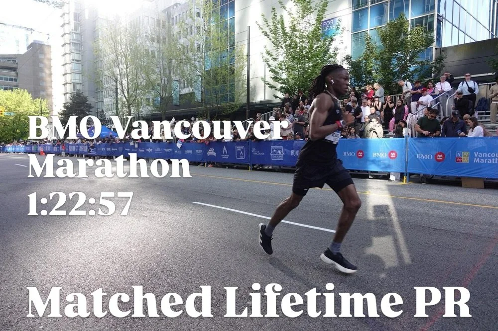 Derrick had a successful weekend in Vancouver, BC at the BMO Vancouver Half Marathon, clocking his second fastest half marathon ever! A few more weeks of solid training ahead as his next race is just over 4 weeks away at Light at the End of the Tunne
