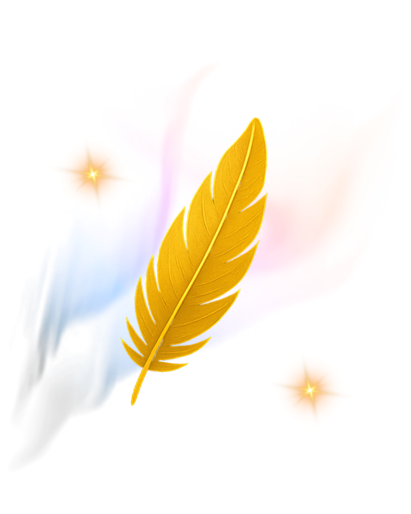 gold feather with sparkle