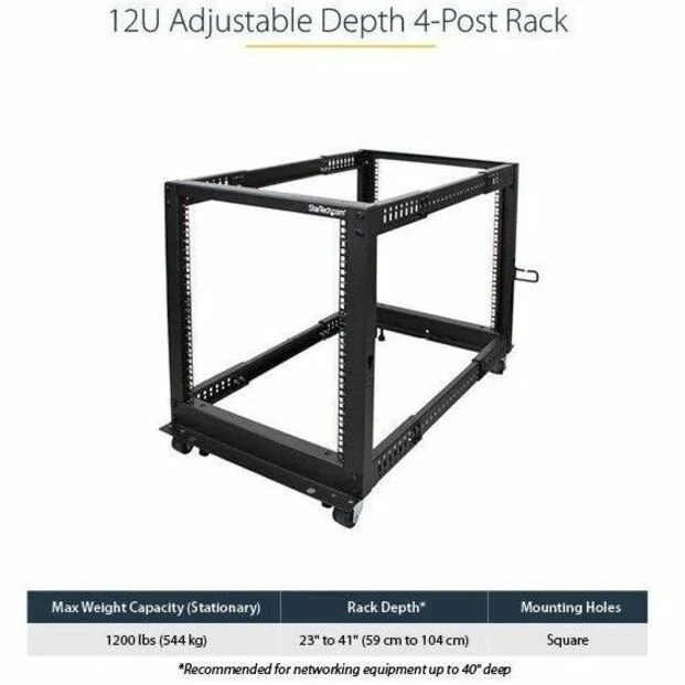 StarTech 4-Post 12U Mobile Open Frame Server Rack