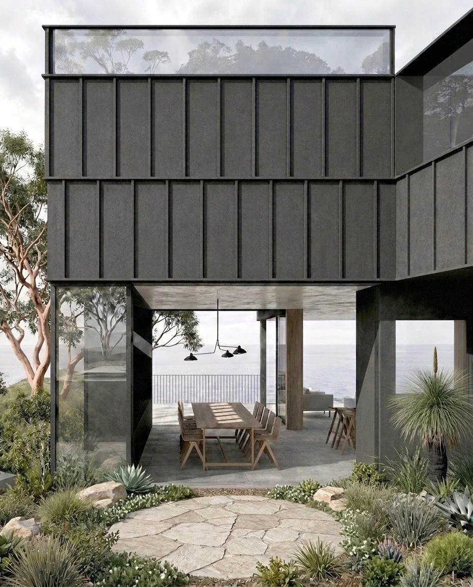 Situated above the Bilgola Bends, Plateau House addresses a common challenge in coastal Australian homes: the desire to embrace expansive ocean views whilst maintaining comfort when the weather becomes less favourable, which can be quite often on suc