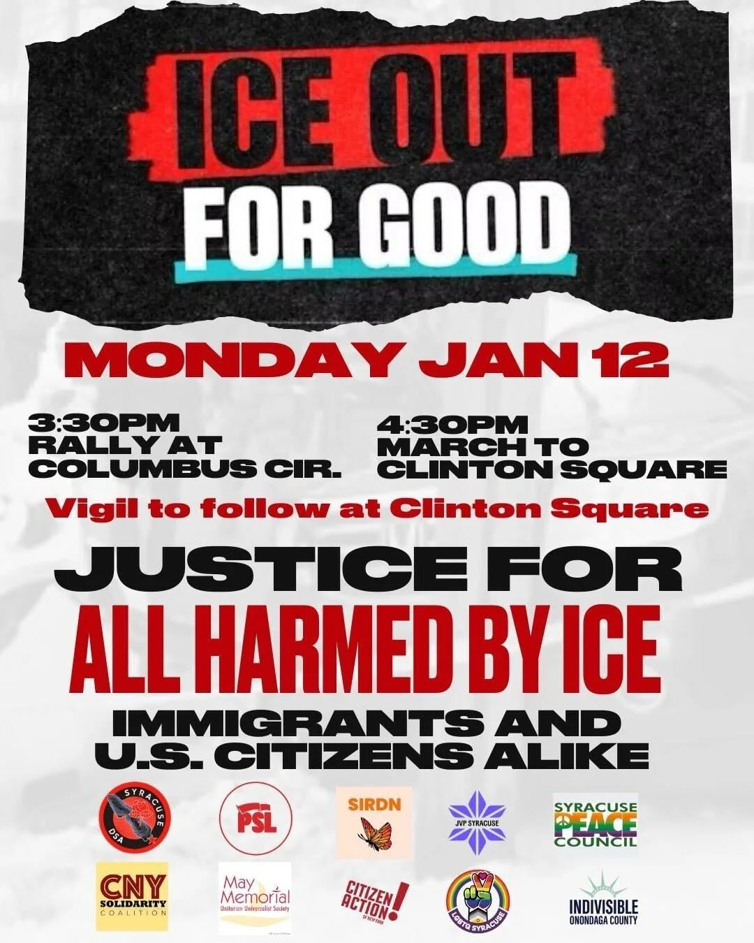 Join us Monday, 12th: ICE Out For Good!