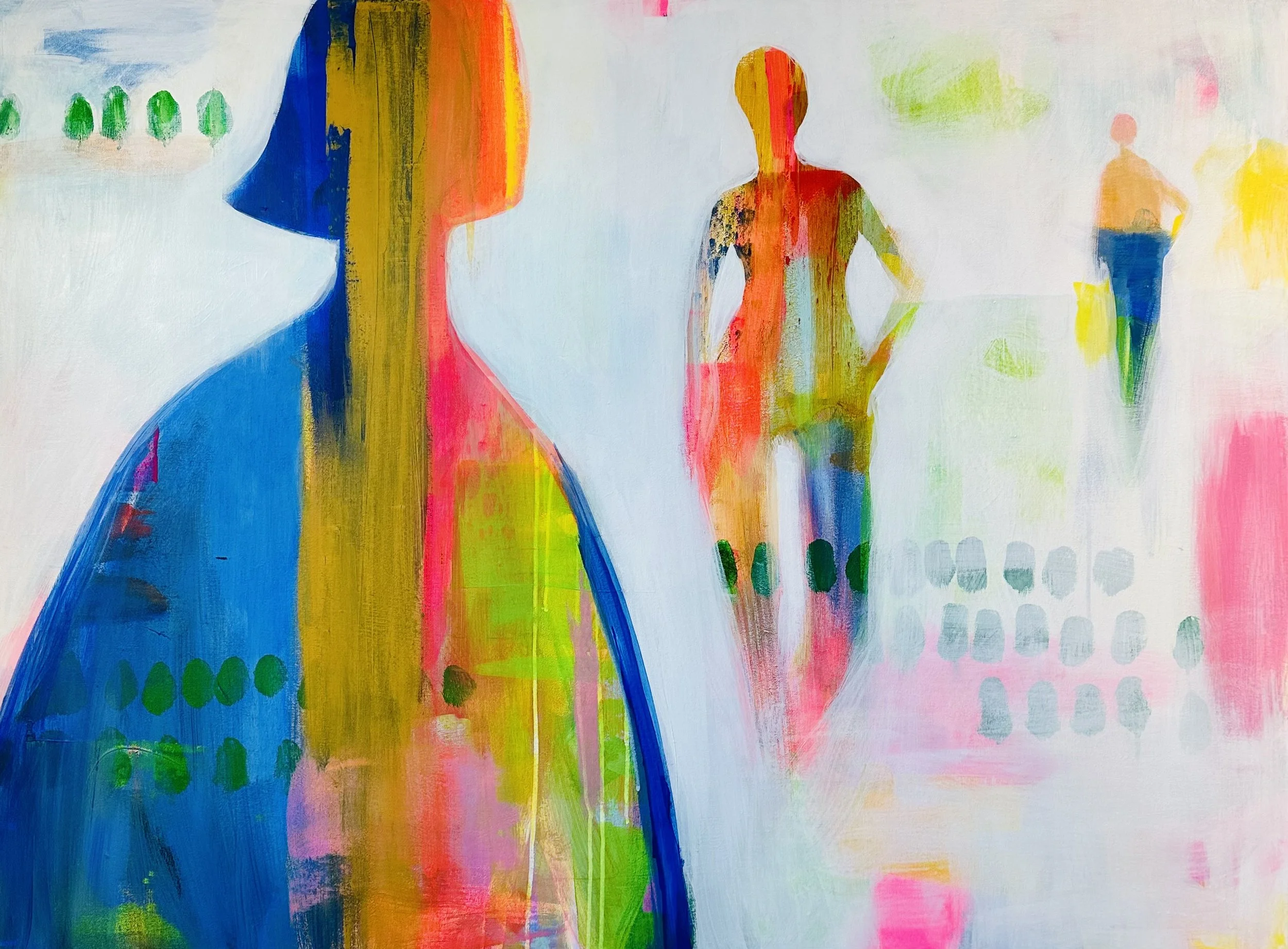 I'M TAKING IT ALL IN. 36 x 40 acrylic oil pastel on canvas framed