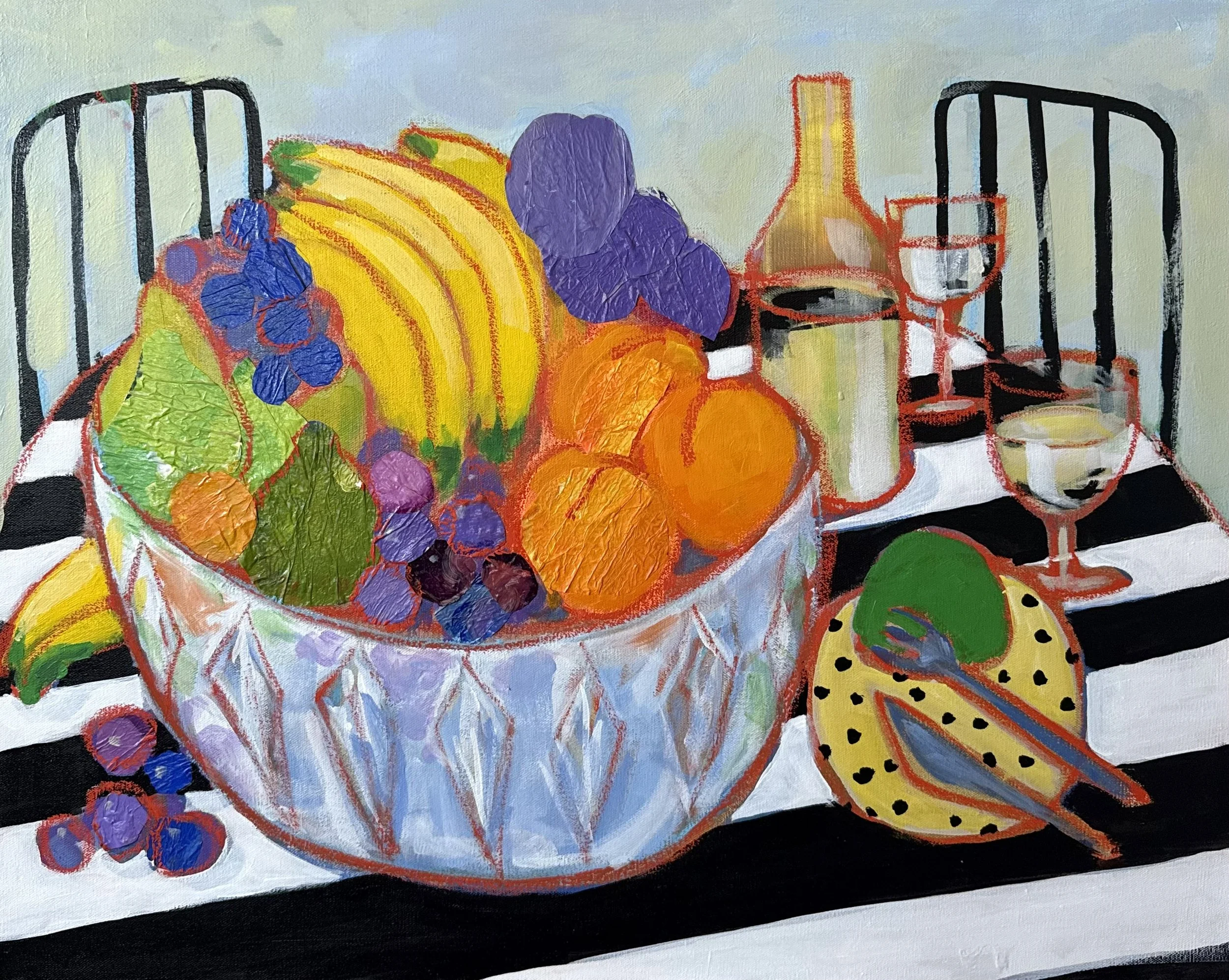 Let's gather. 24 x 30 Acrylic collage on canvas