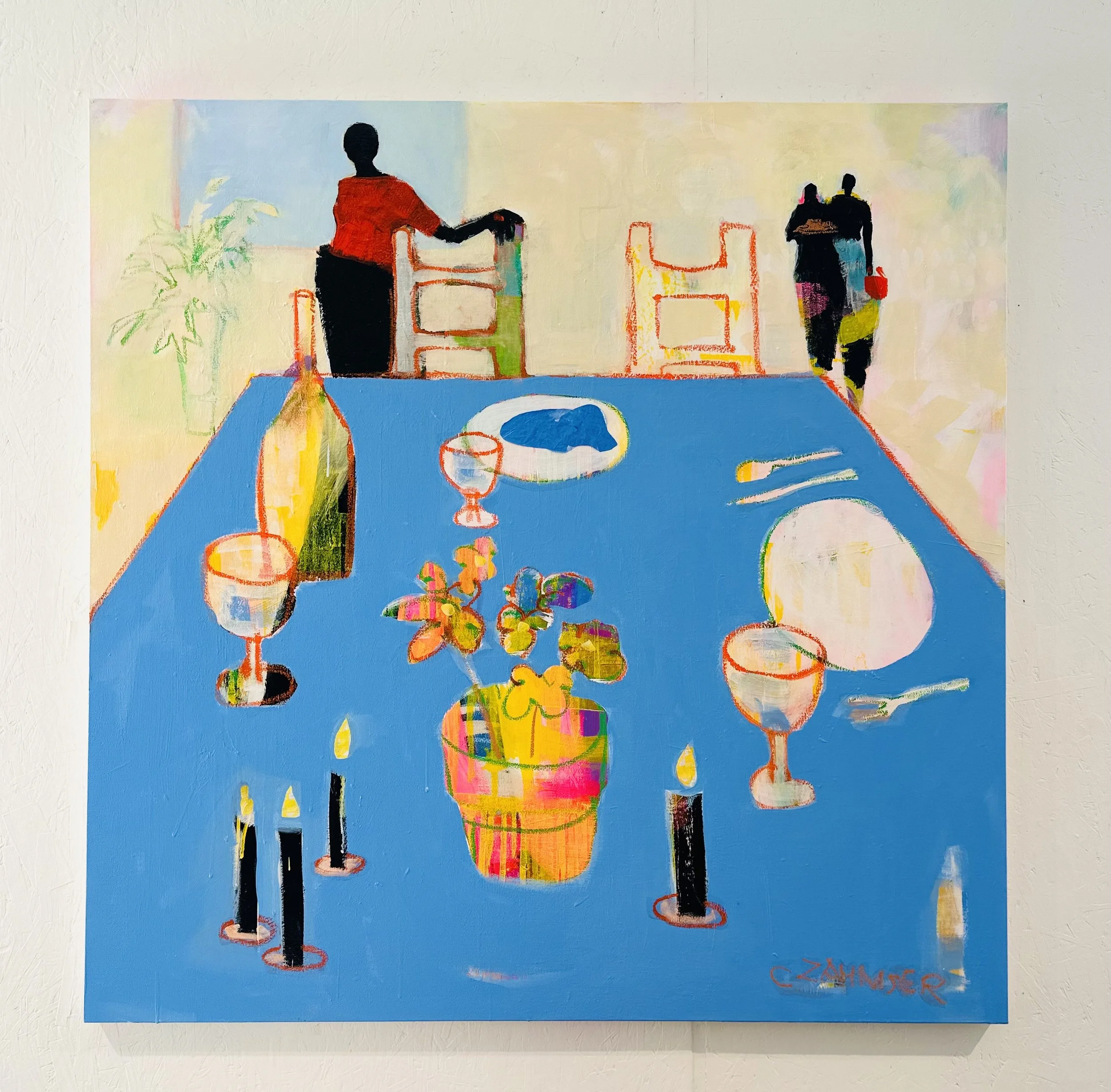 LETS GATHER. Acrylic on canvas 48 x 48. SOLD