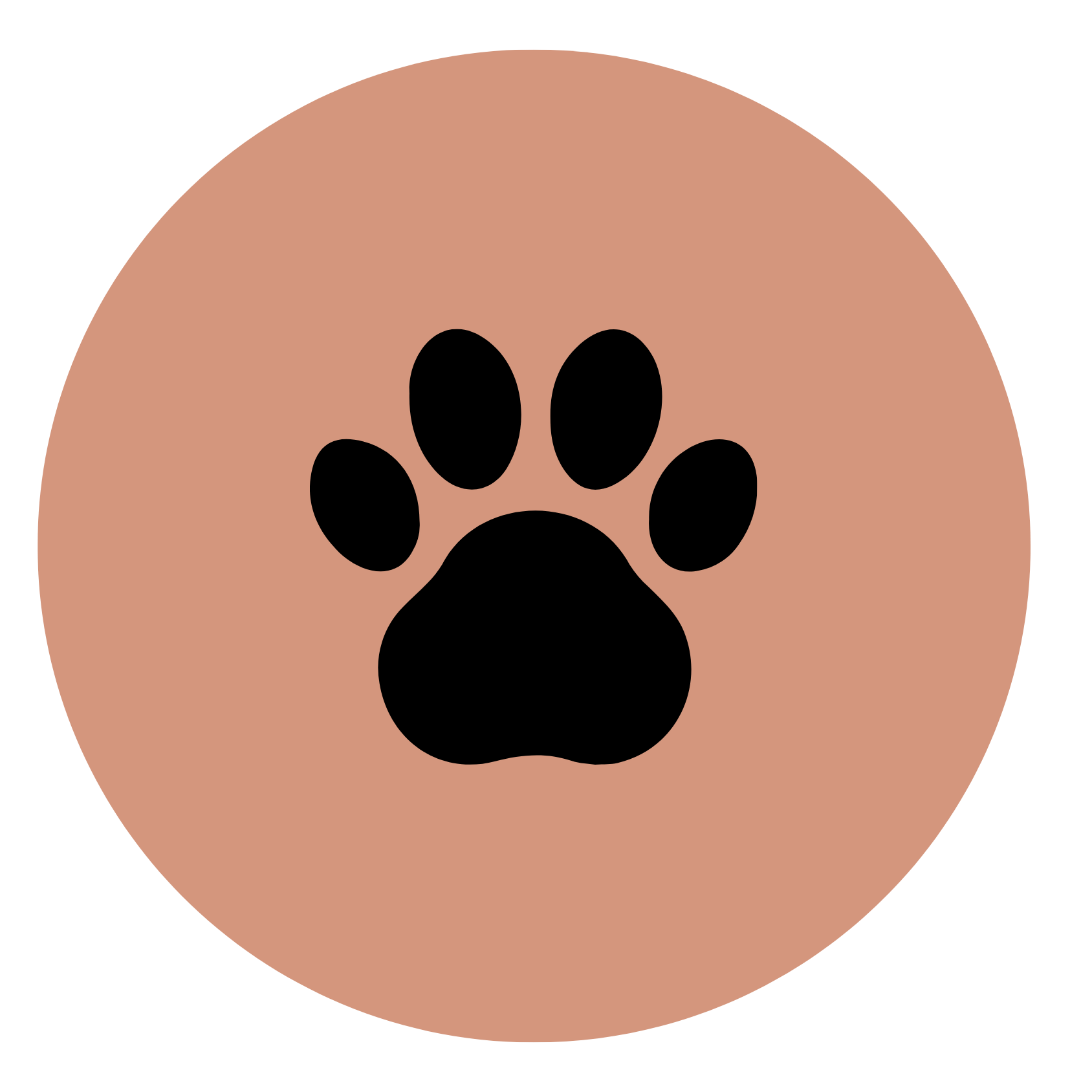 Solid black icon of a cat paw print.