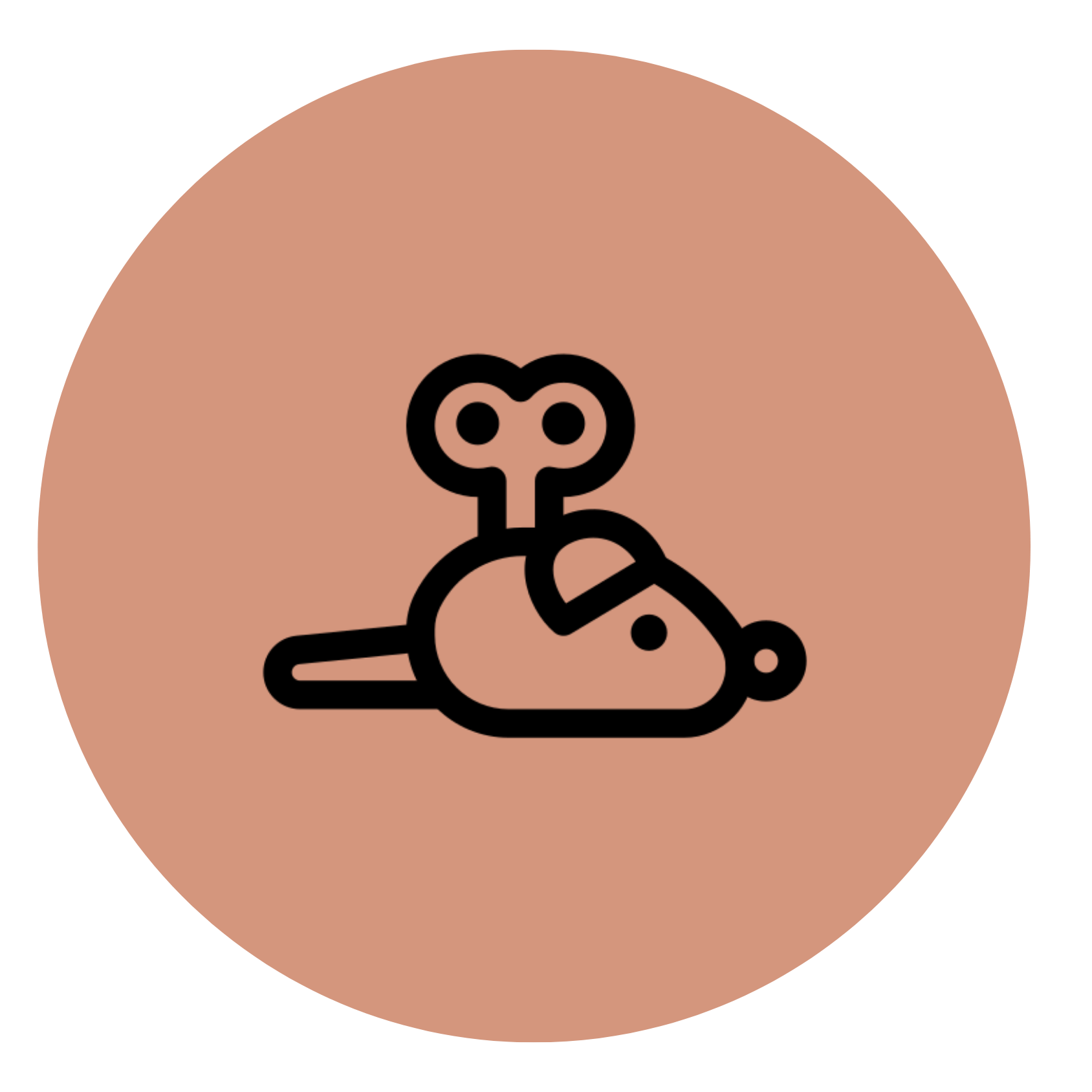 Simple line icon of a toy mouse.