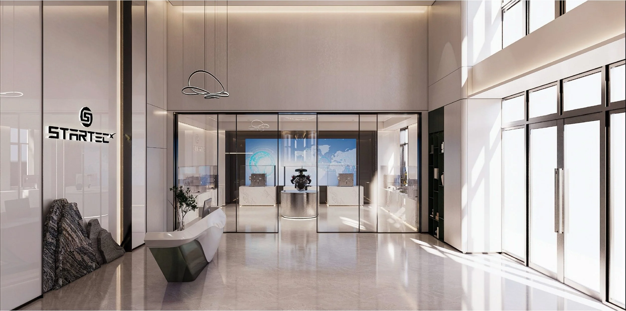 Modern Startecx office reception area in Suzhou, China