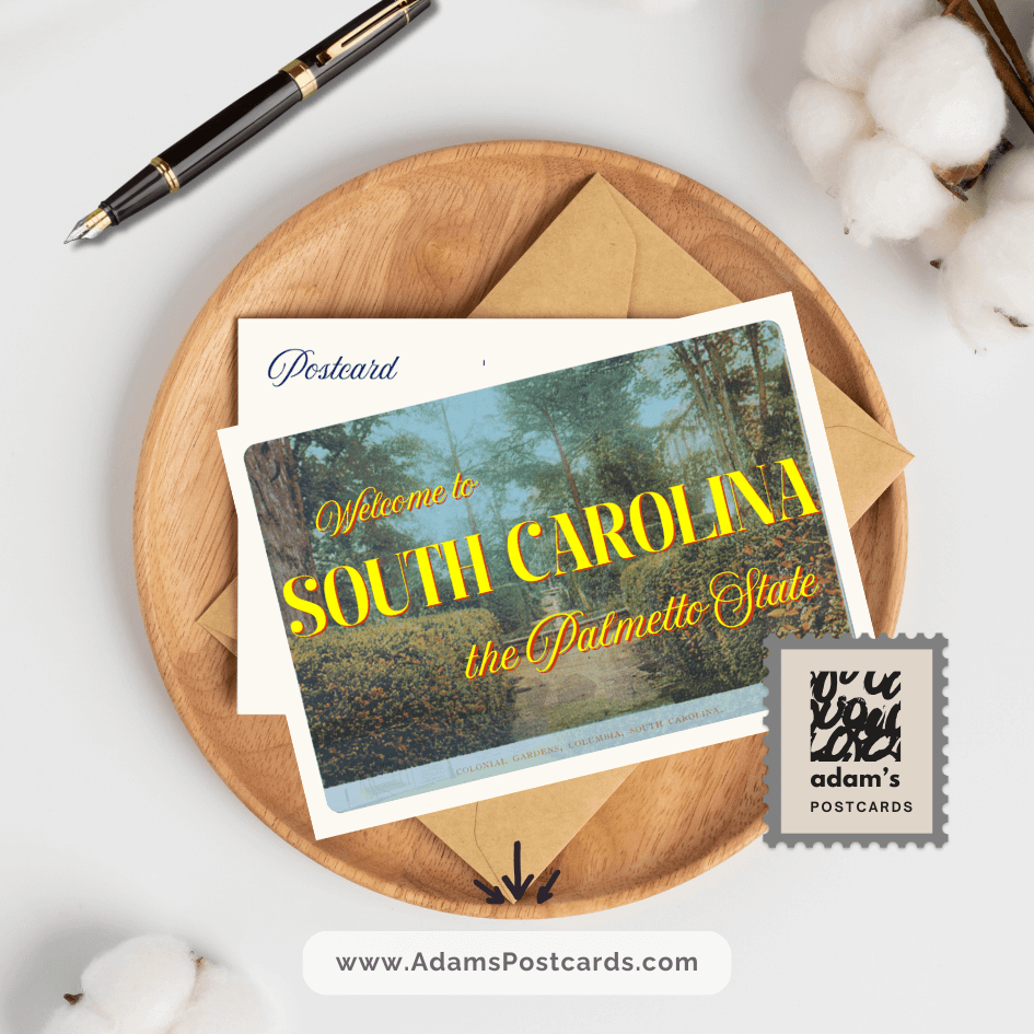 South Carolina Colonial Gardens Postcard