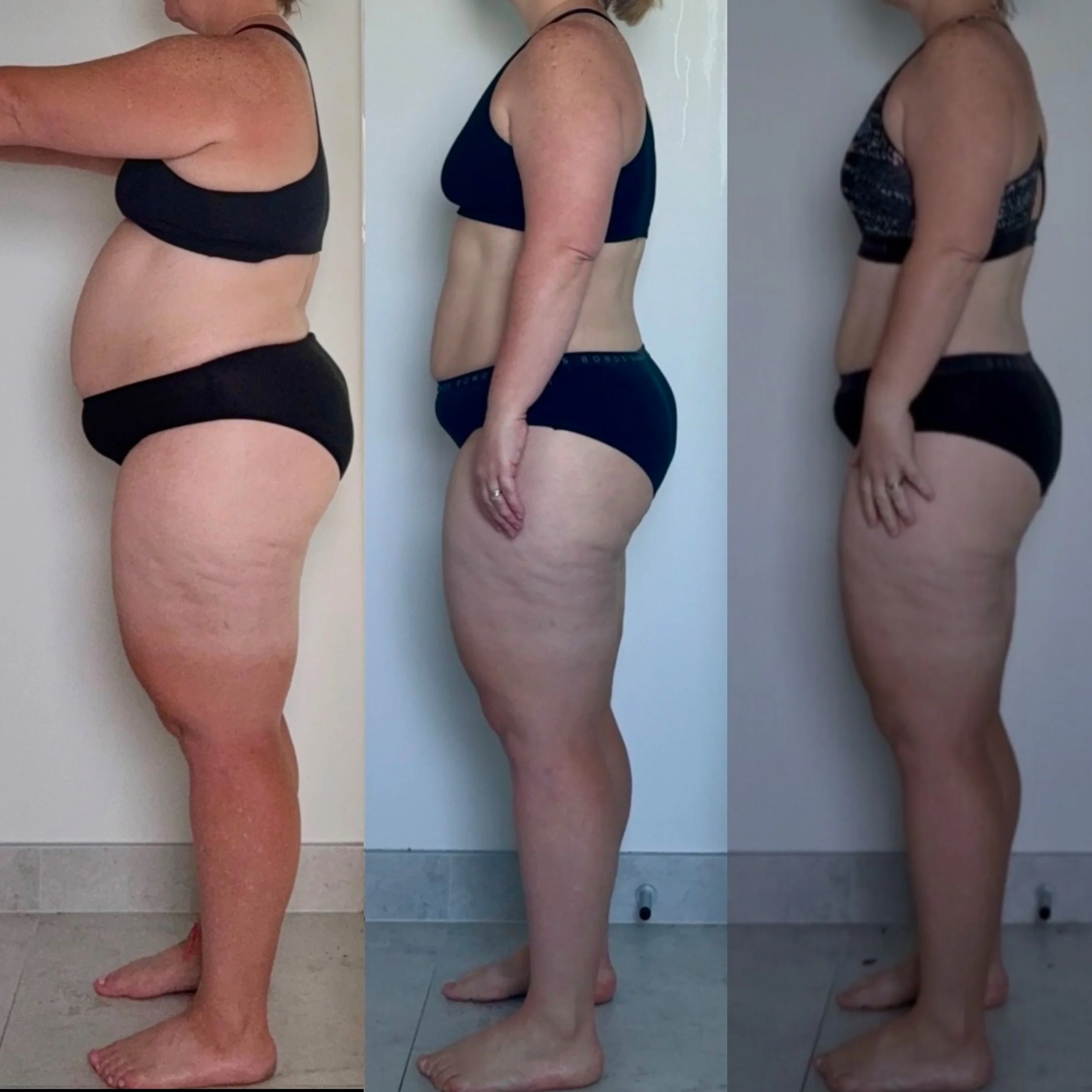 three photos of a body transformation