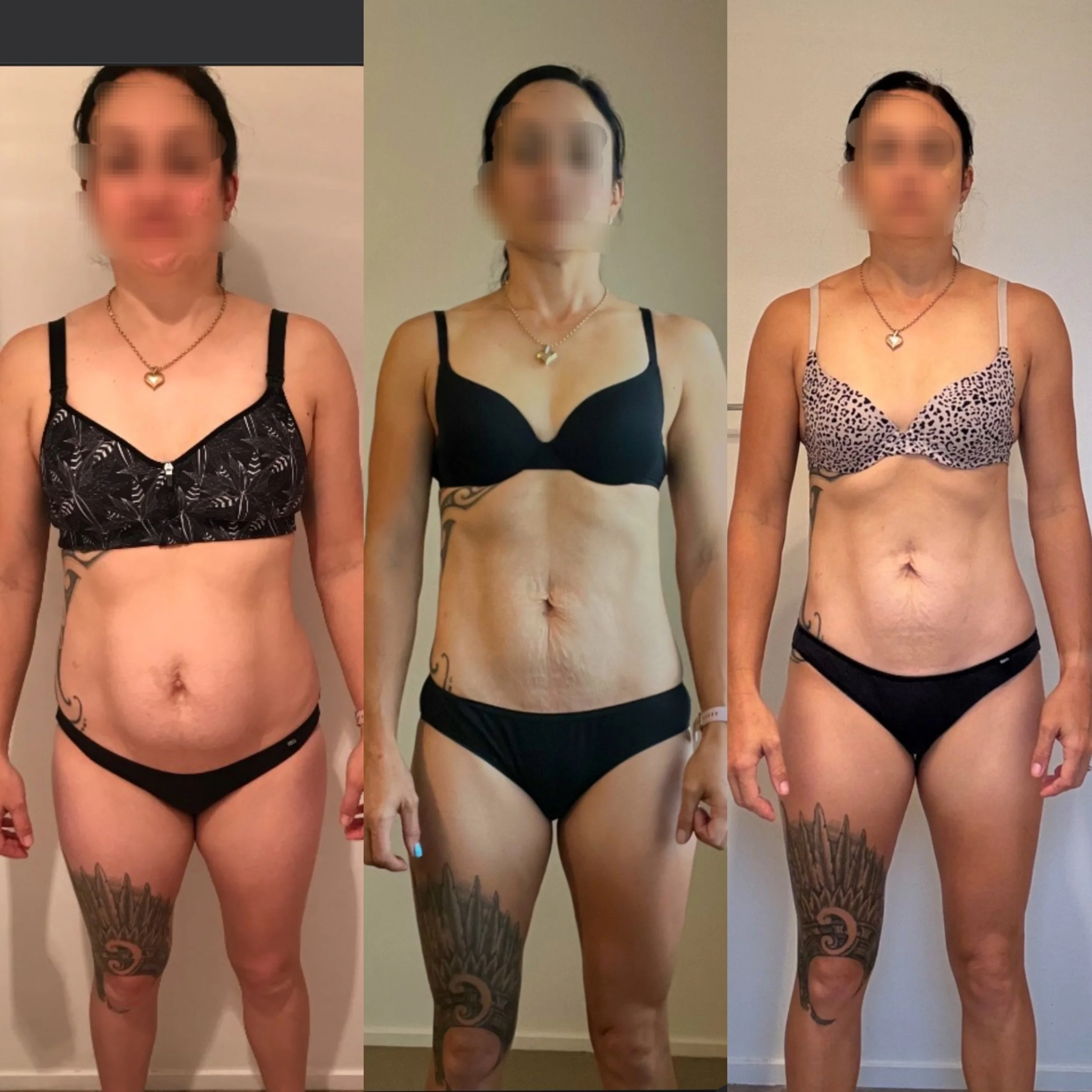 before and after transformation where woman is leaner 