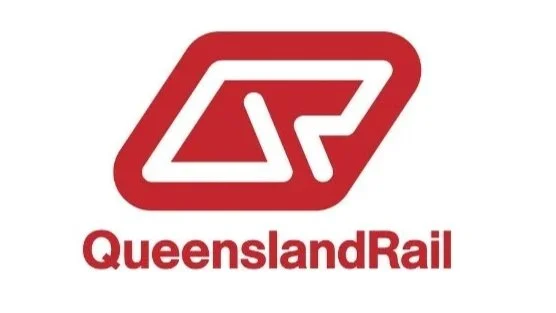 Queensland Rail logo in red with the text 'Queensland Rail' below.