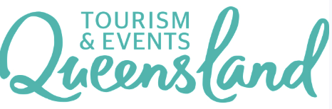 Tourism and Events Queensland logo in teal font