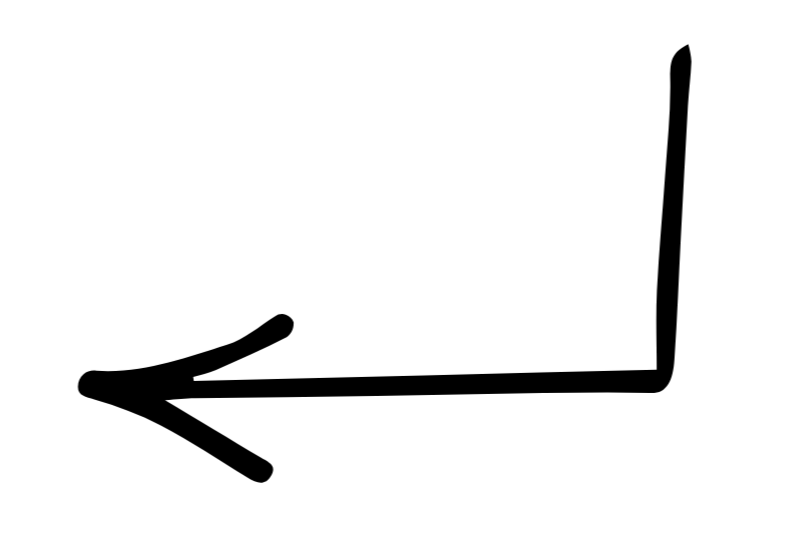 Black line drawing of a left-pointing arrow combined with a right-angle corner