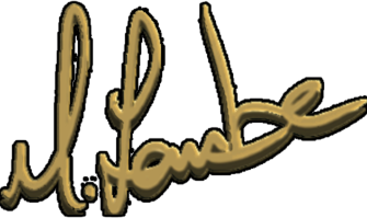 Golden signature-style text belonging to and of 'M.Lambe' better known as Marlena Lambe, VFX Artist, Graphic Designer and Animator based in Galway City, Ireland.