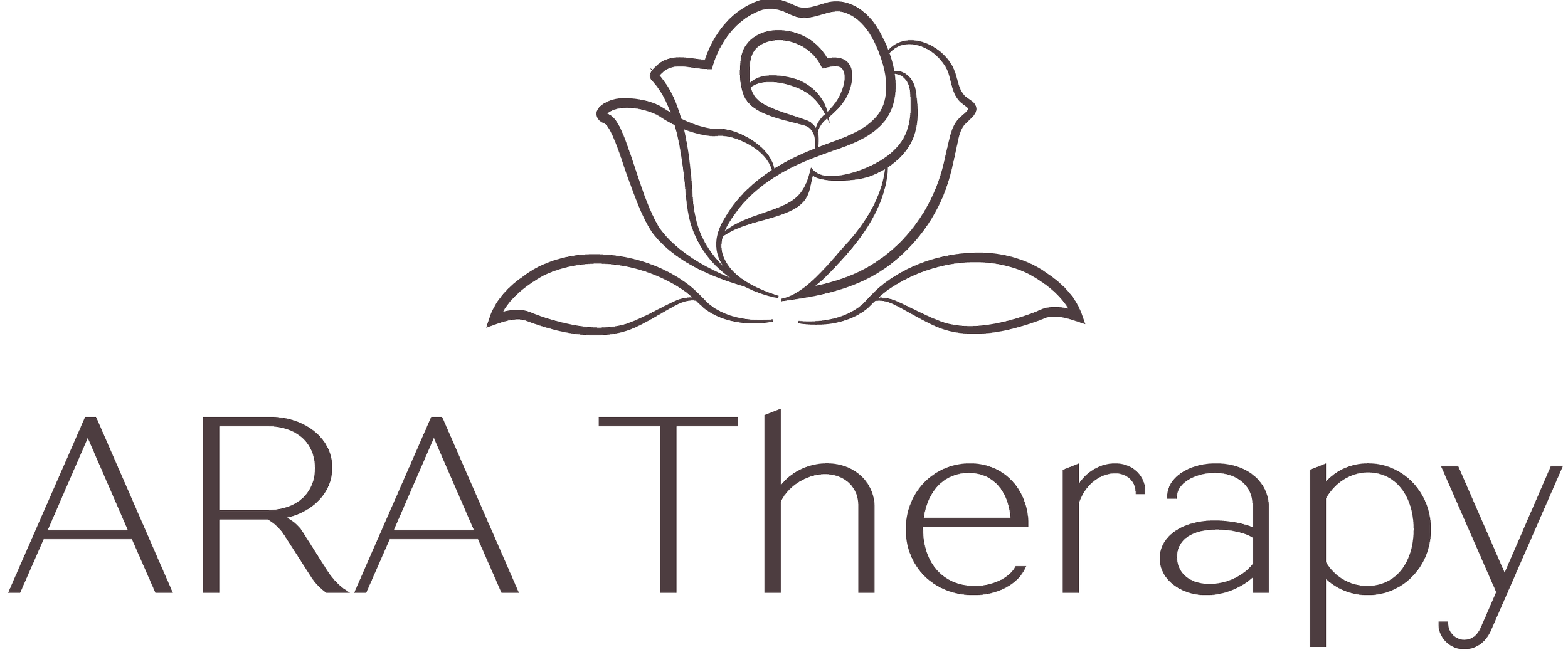 Logo for ARA Therapy with a line drawing of a rose above the text