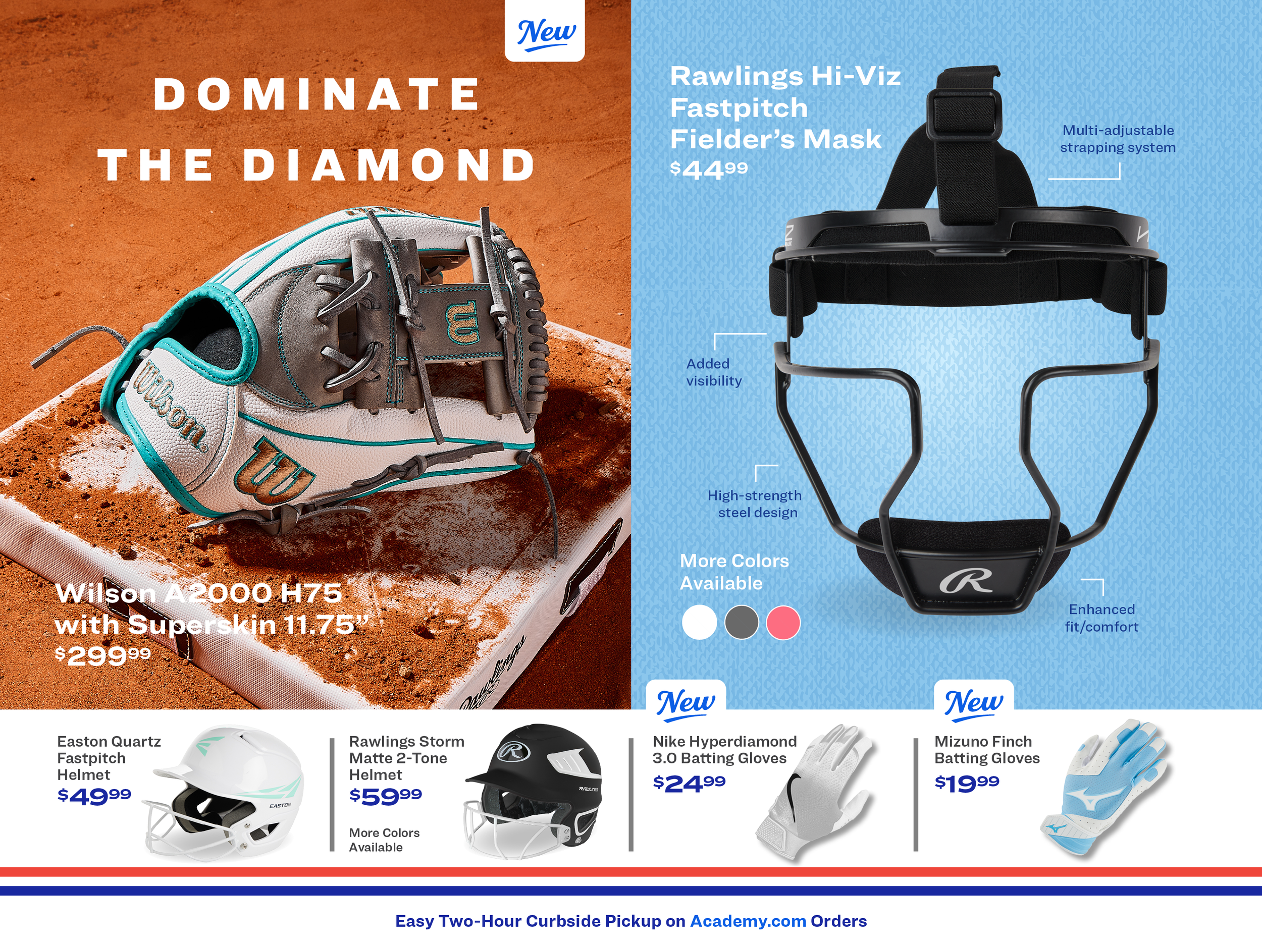 A baseball glove resting on a clay surface with part of a baseball field's foul line visible. The glove is tan and gray with teal accents, and Wilson branding. Sale information is overlaid, promoting the Wilson A2000 H75 with Superskin 11.75 inches for $299.99.