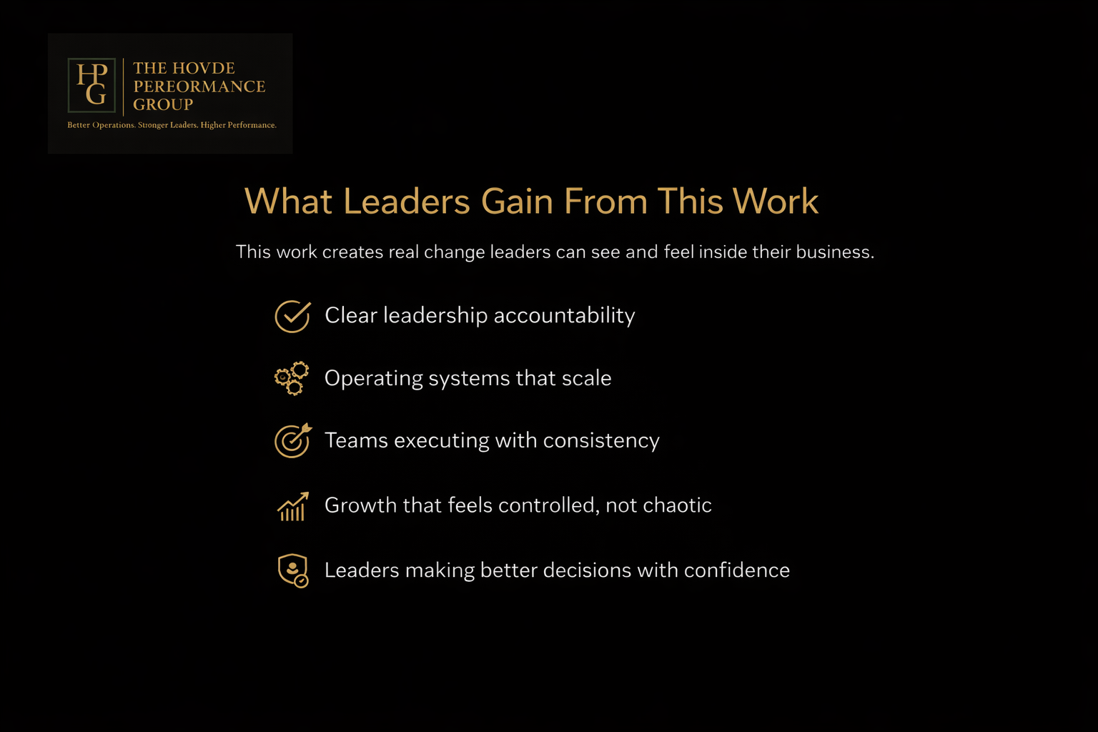 Leadership development outcomes and business improvement results from Hovde Performance Group consulting