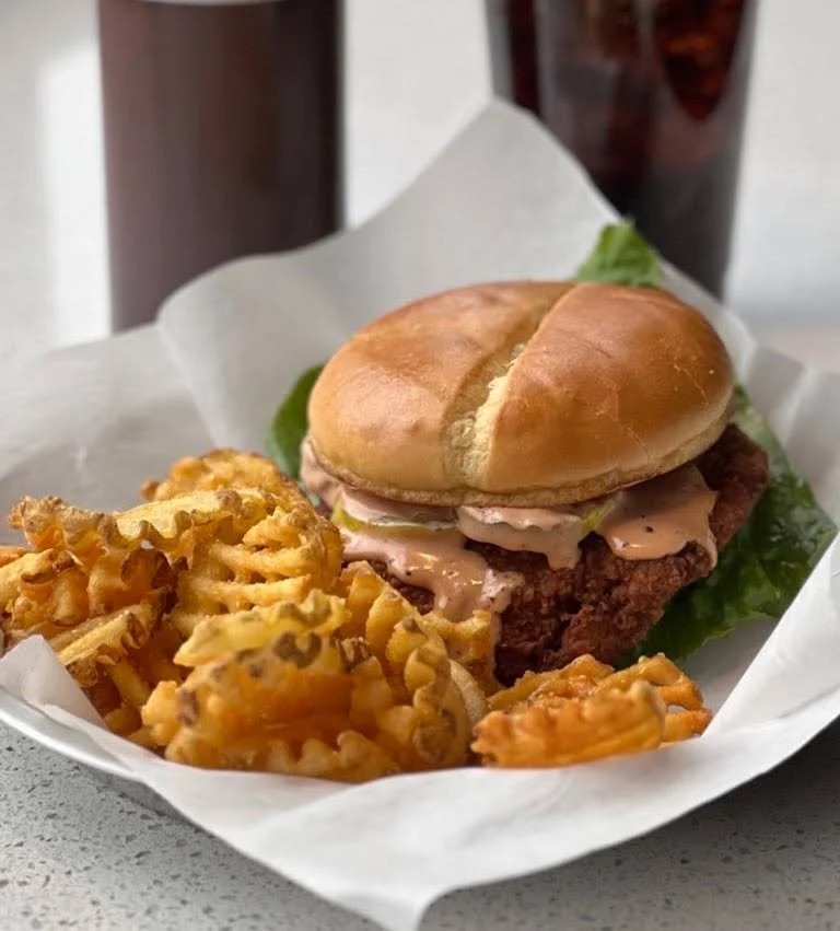 Todays Special: Our Big Pig Sandwich or Fried Chicken Sandwich served with Waffle Fries &amp; Drink. $14.79