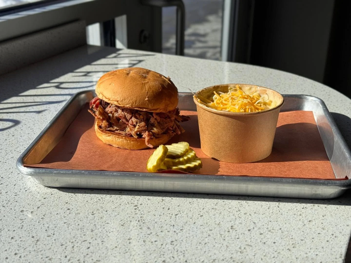Today&rsquo;s Special: Come grab our Pulled Pork Sandwich + large Mac &amp;  Cheese &amp; Small Drink. $14. See you at 11.