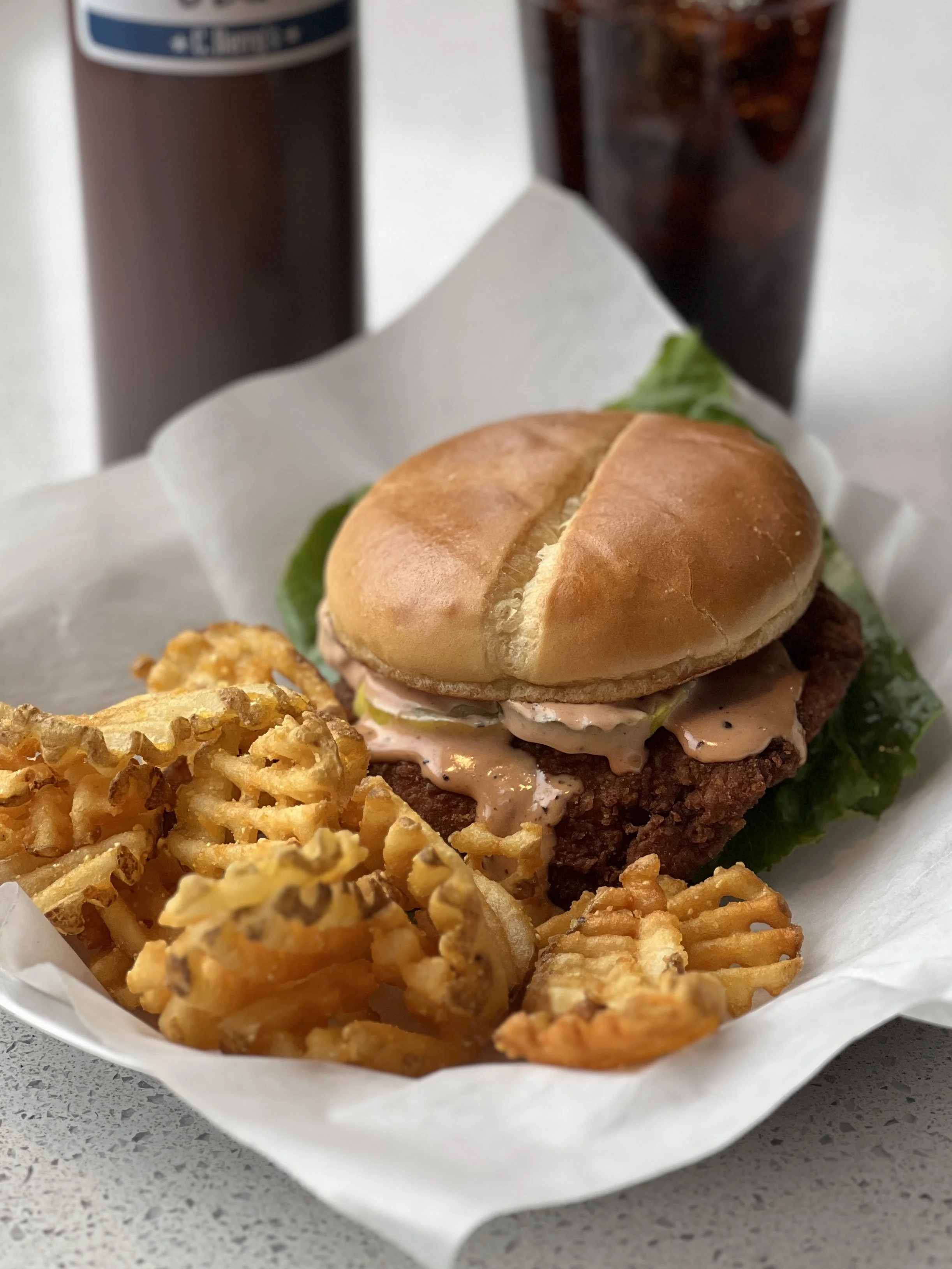 Chicken Sandwich with Waffle Fries