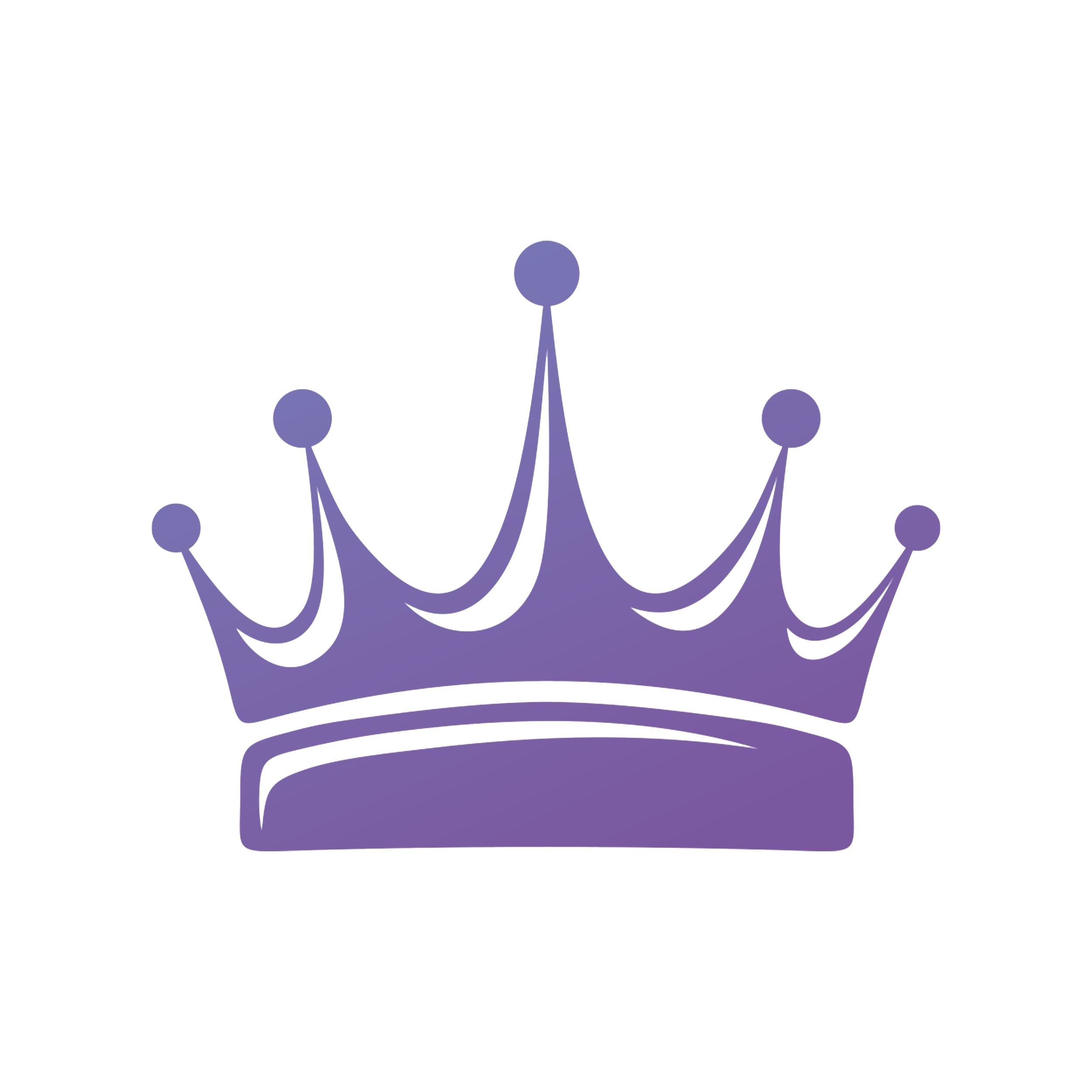 A digitally illustrated crown, purple with circular accents, resting on a purple cushion, with a yellow rectangular background and some colored outlines.
