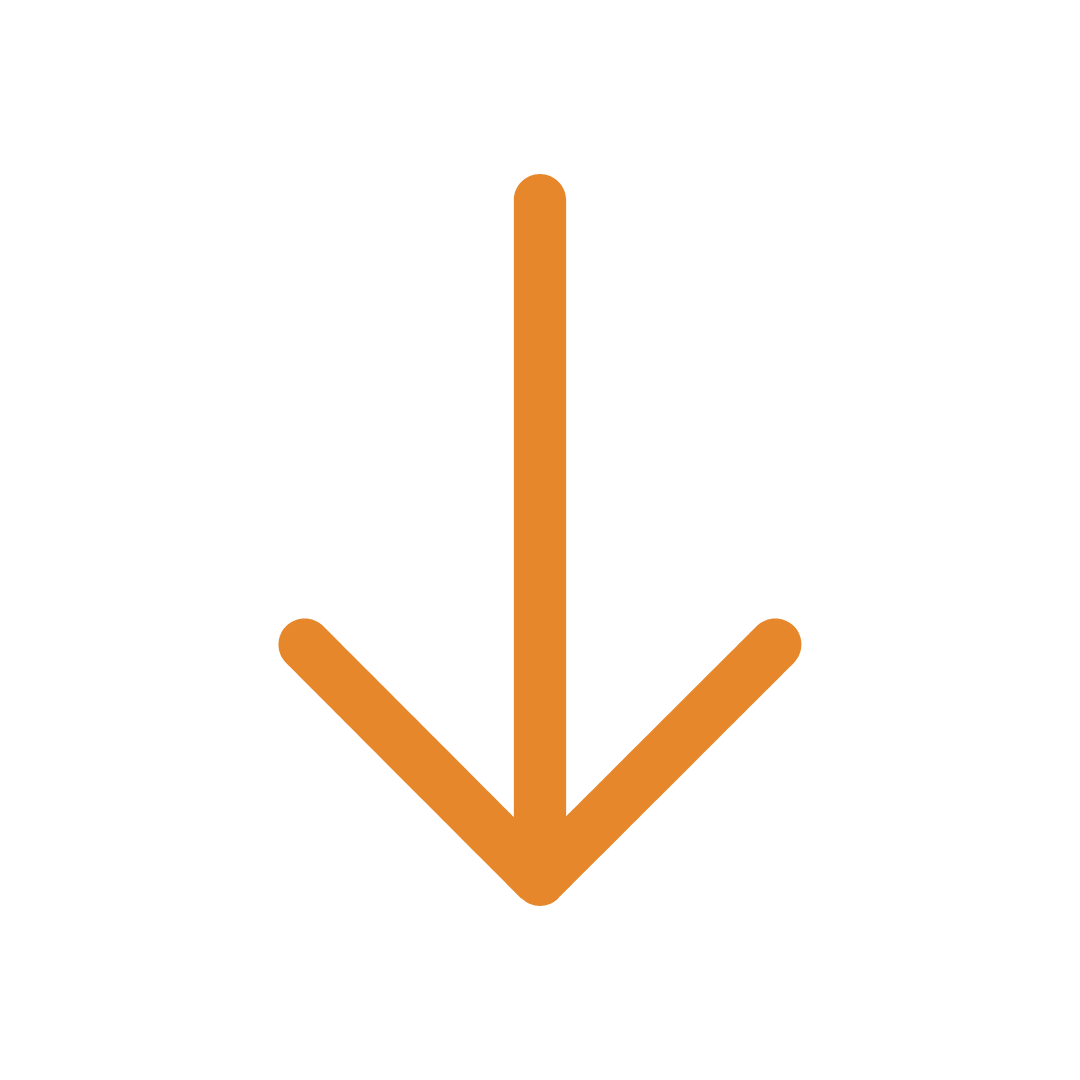 A downward-pointing orange arrow on a white background.