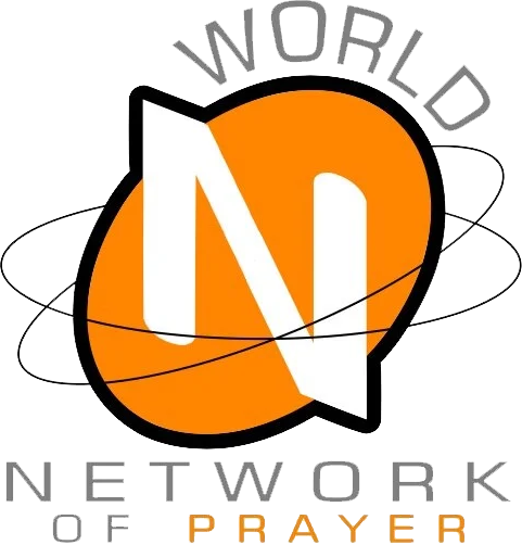Logo of the World Network of Prayer with an orange circle, white and black stylized 'ND' initials, and orbit lines.