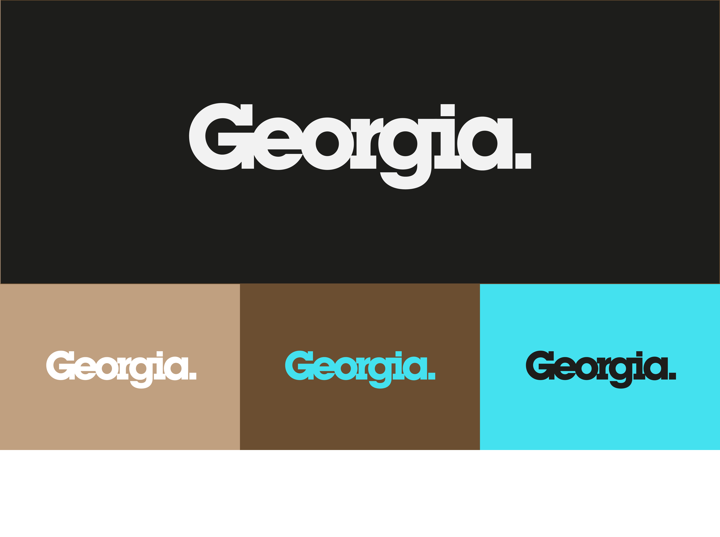 The image features the word 'Georgia' written in bold, with four different background colors: black, beige, brown, and light blue. Each version of the word is in a contrasting color suited to its background.