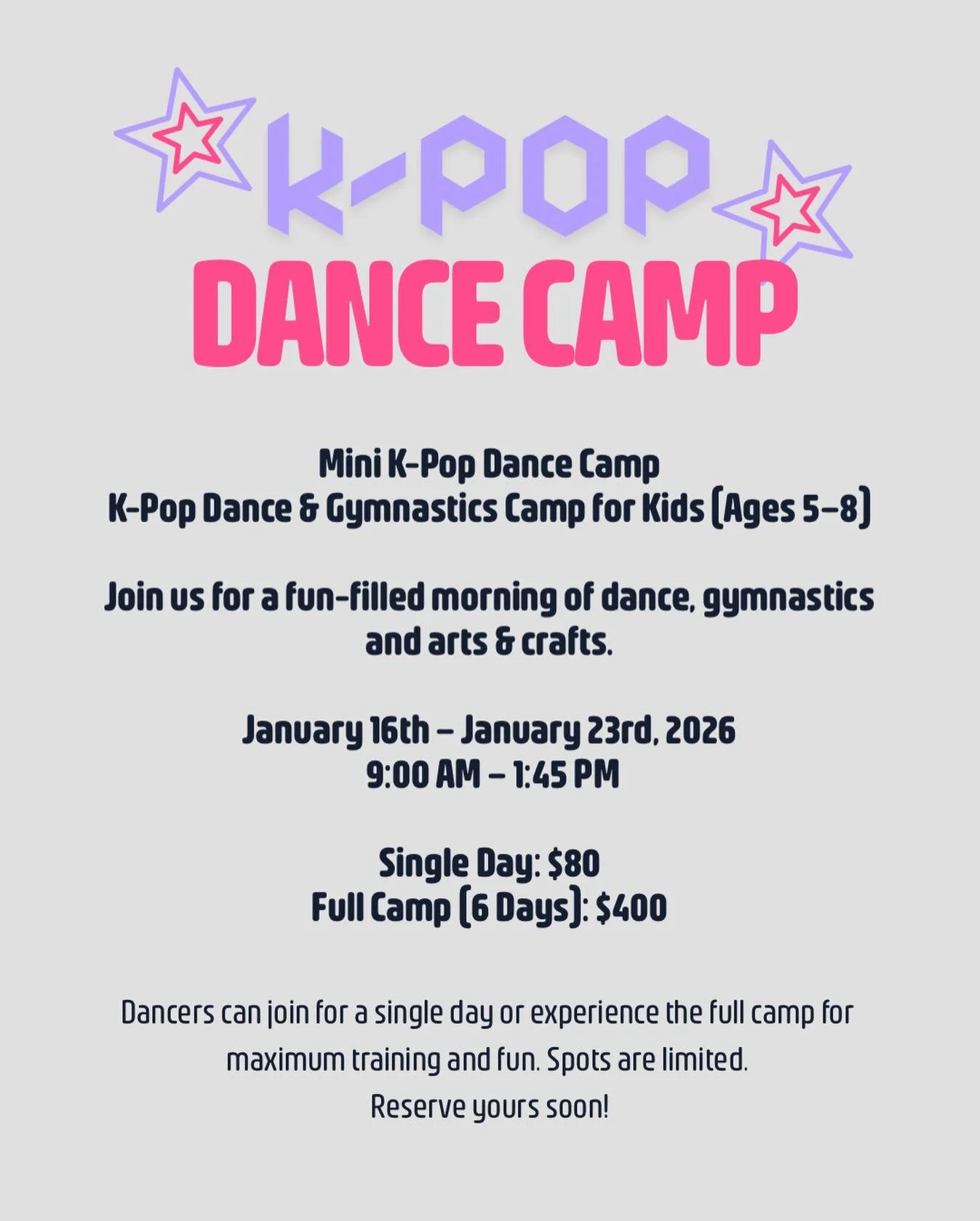 Our K-pop Kids Cano (ages 5-8) is the perfect way to move, play and create in a fun, supportive environment.