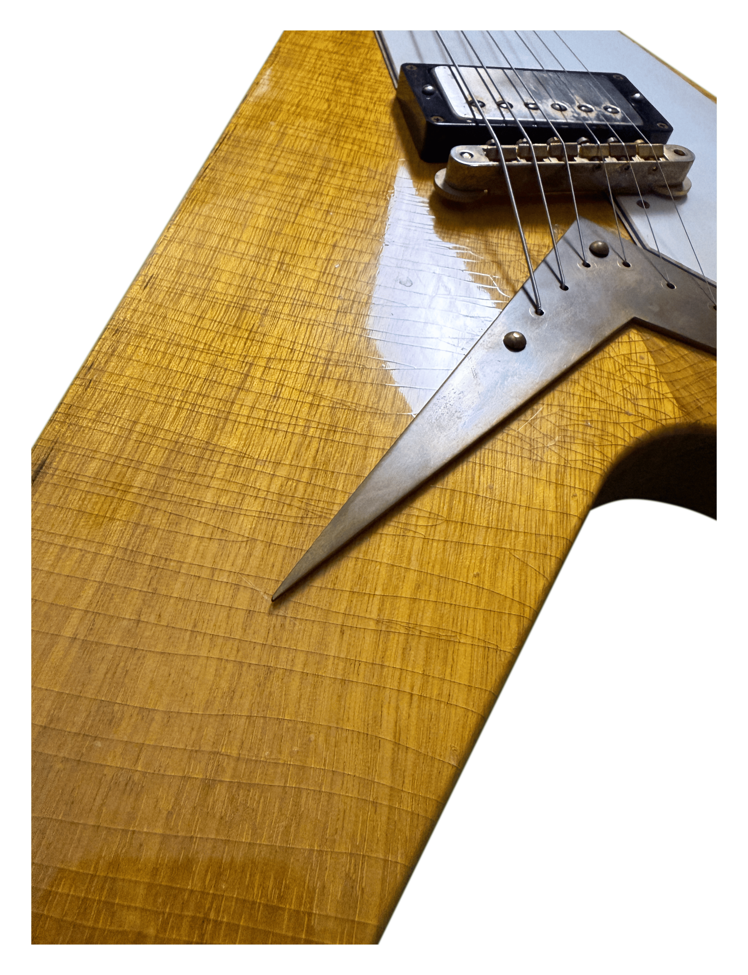 2024 Carniglia 1958 Korina Flying V replica, aged w_ Brazilian rosewood fretboard, custom wound Dingwall pickups, and finished in collaboration with Historic Makeovers - 7.png