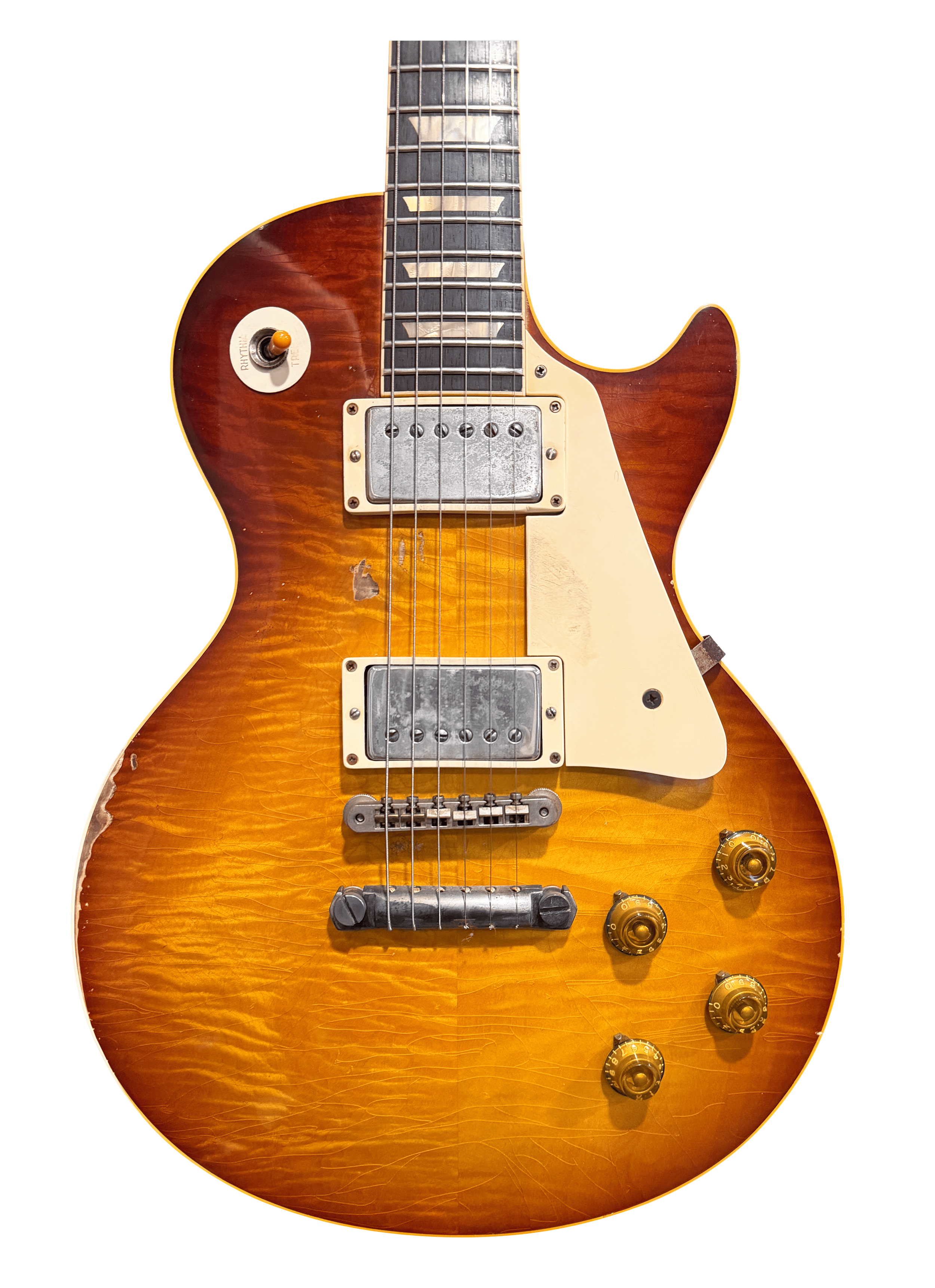 2024 Carniglia 1959 Les Paul Standard replica w_ Brazilian rosewood fretboard, plastics + hardware theme-aged by Vintage Haven to match Pearly Gates, custom-wound Alan Dingwall PAFs + Historic Makeovers finish_aging - 7.png