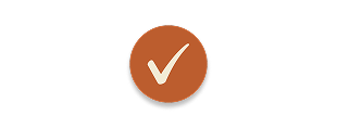 A brown circular icon with a white checkmark inside.