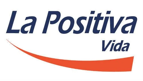 Logotipo con el texto 'La Positiva Vida' en letras estilizadas, color azul y naranja.