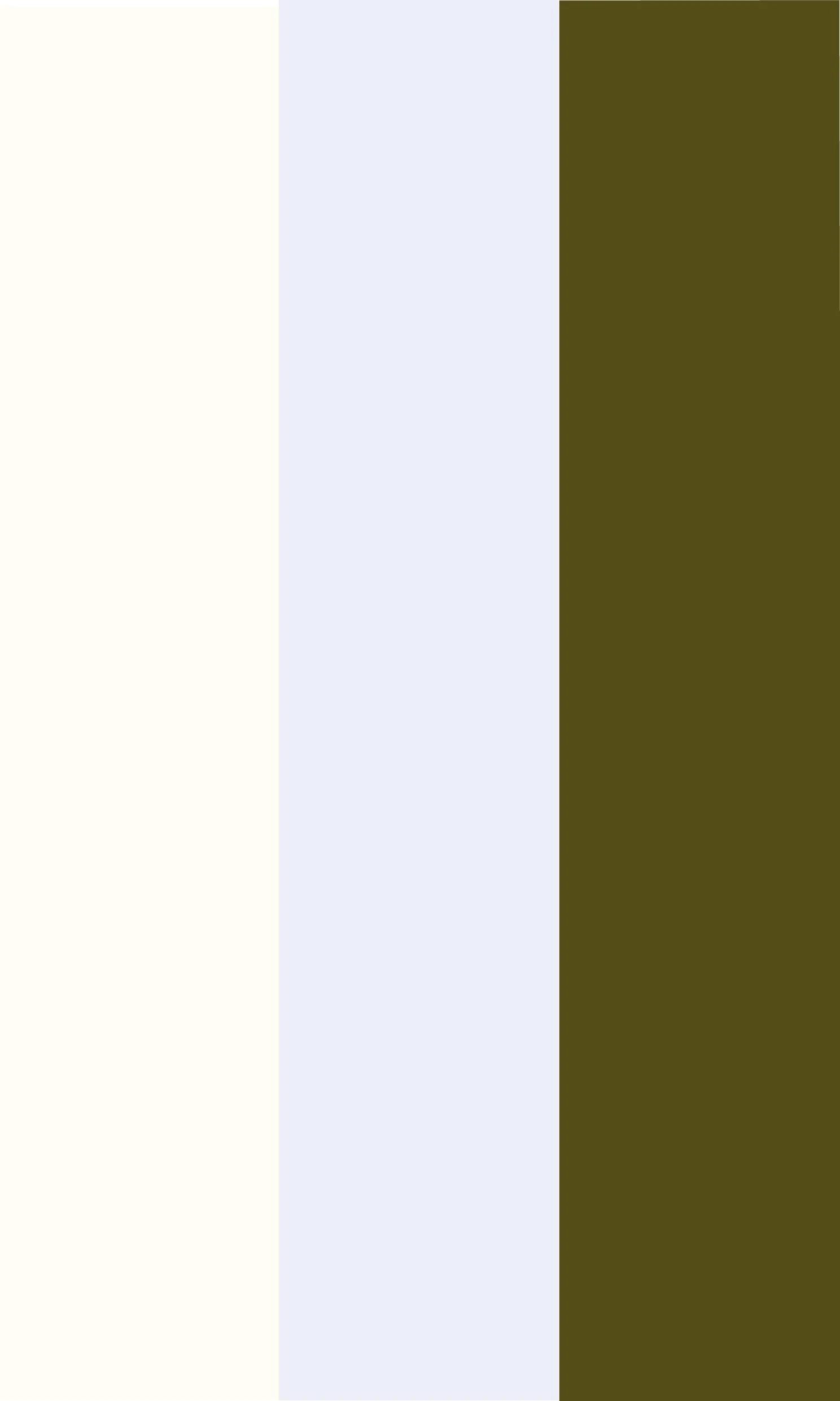 Color chart made out of three vertical stripes: vintage creme, evening blue, and olive green.