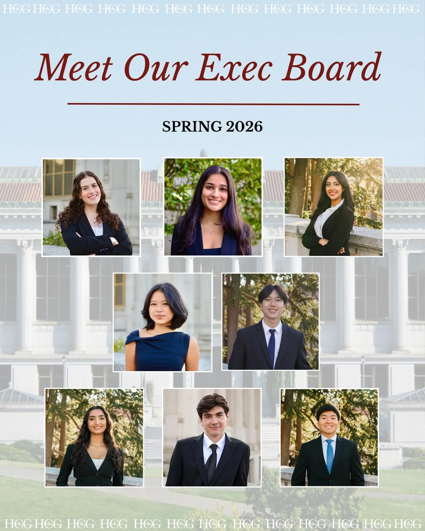 As we approach the Spring 2026 semester we wanted to introduce our new HCG Executive Board🤗