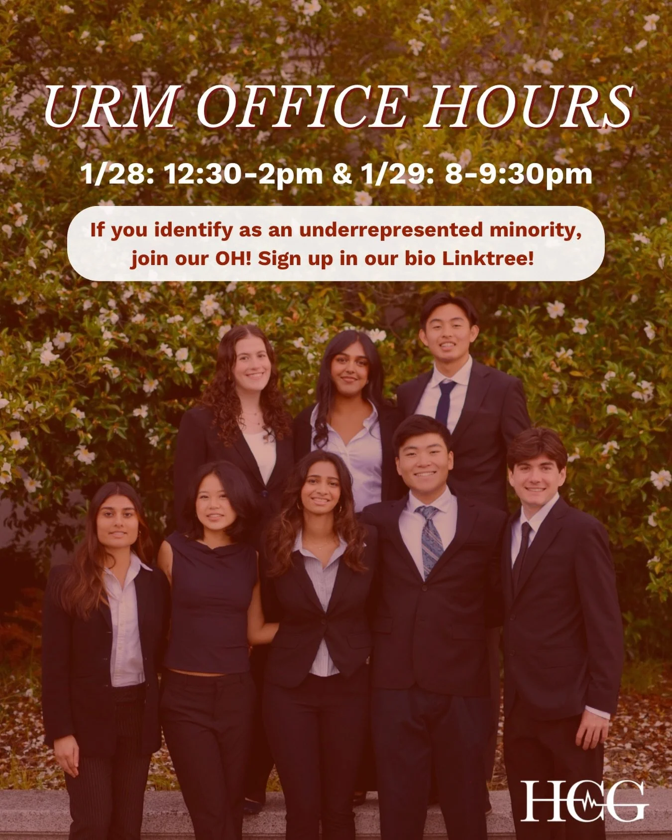 Sign up for our URM office hours to ask questions about the application process!