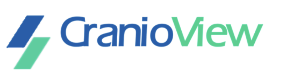 CranioView logo with stylized blue and green text