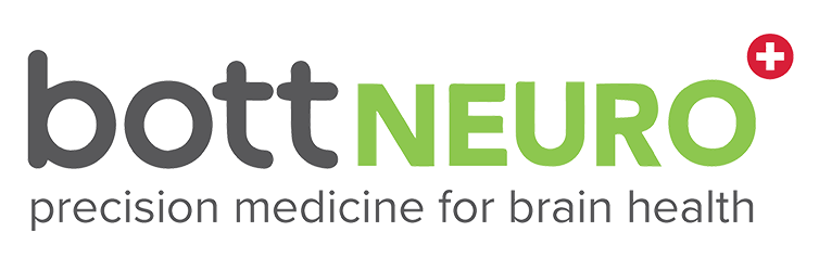 Bott NeuRO logo with tagline 'precision medicine for brain health' and a small Swiss flag icon in the top right corner.