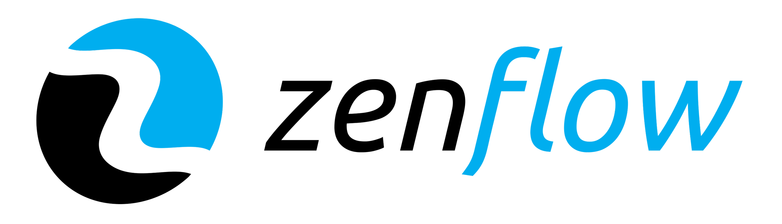 Logo of the company Flow, featuring a stylized blue water droplet and the word flow in blue lowercase letters.