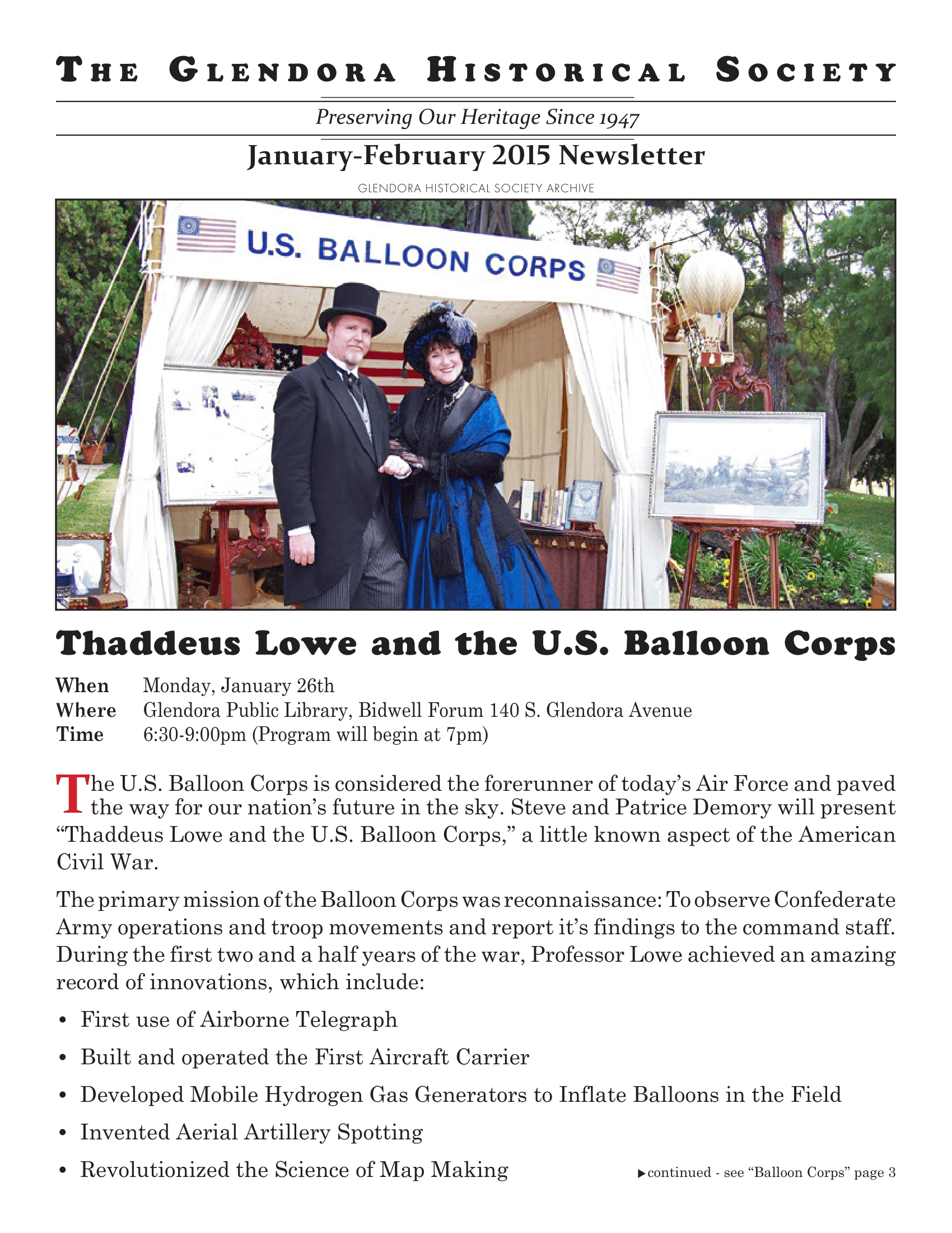 Thaddeus Loewe and the U.S. Balloon Corps