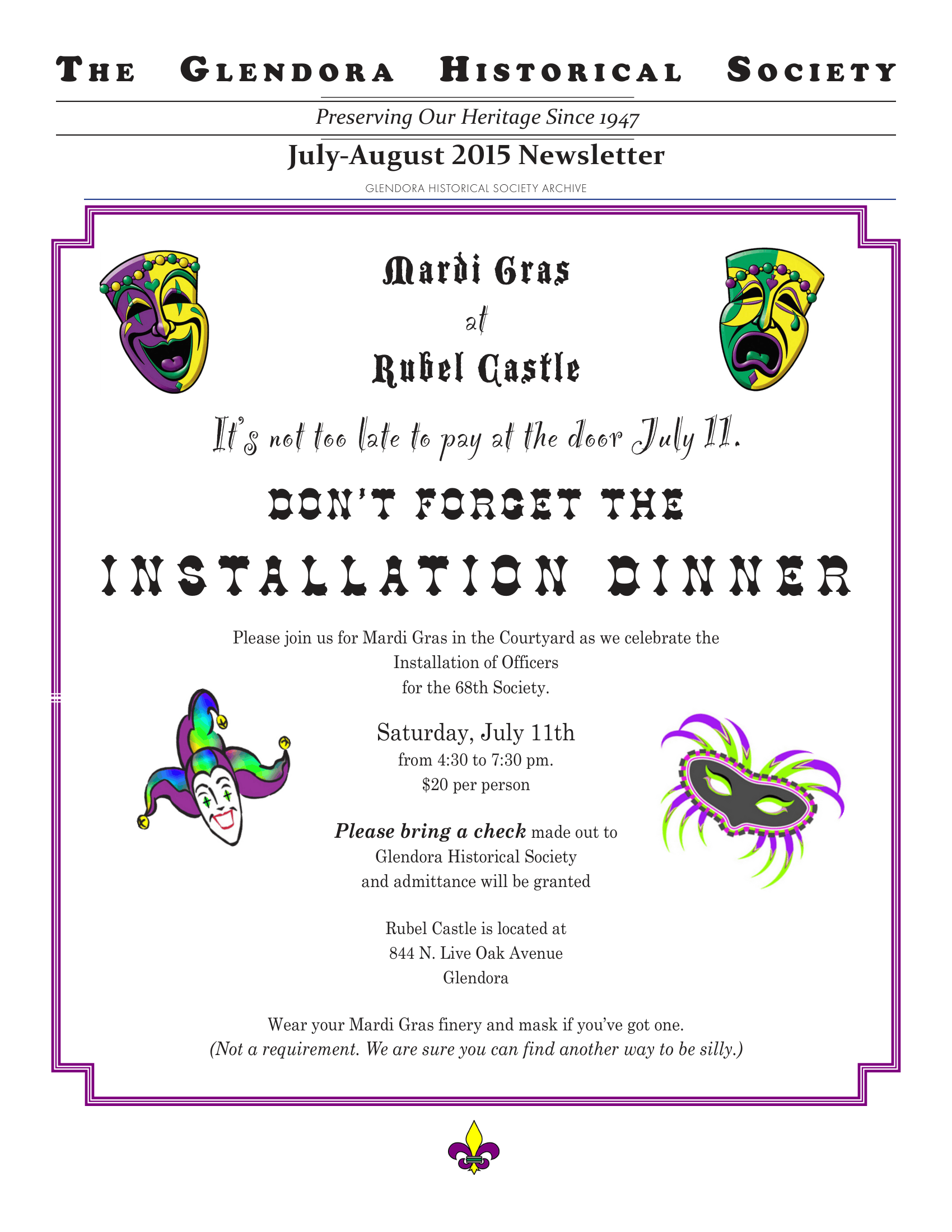Mardi Gras at Rubel Castle